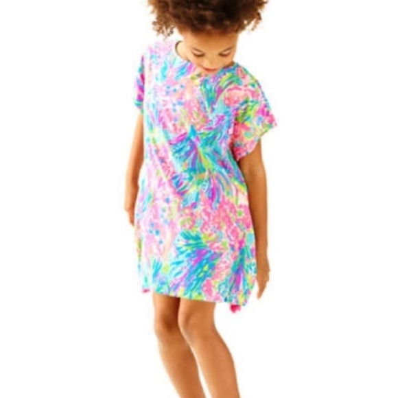 Lilly Pulitzer Girls Via Caftan Dress in Fan Sea Pants Size Large